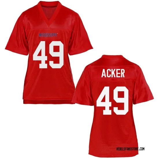Women's Eli Acker Ole Miss Rebels Women's Game Cardinal Football College Jersey
